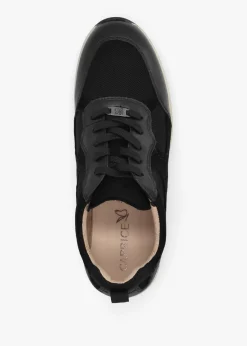 Black Leather & Mesh Trainers