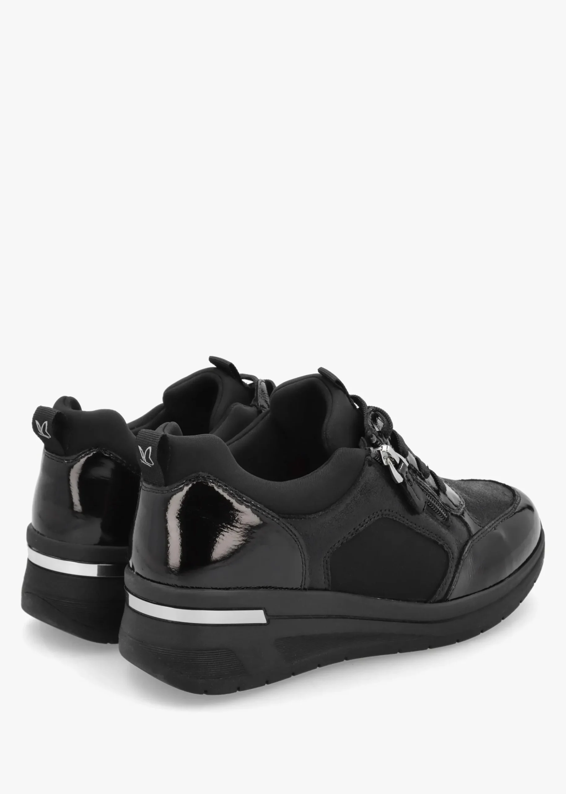Black Leather & Neoprene Side Zip Trainers