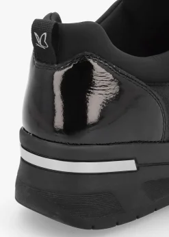 Black Leather & Neoprene Side Zip Trainers