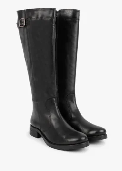 Black Leather Knee High Boots