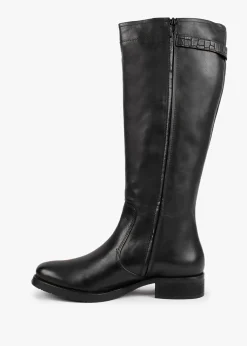 Black Leather Knee High Boots