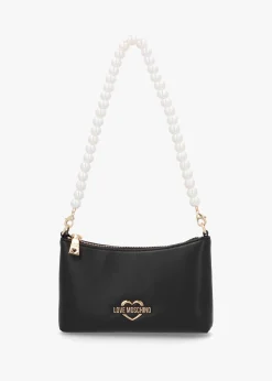 Black Pearl Handle Shoulder Bag
