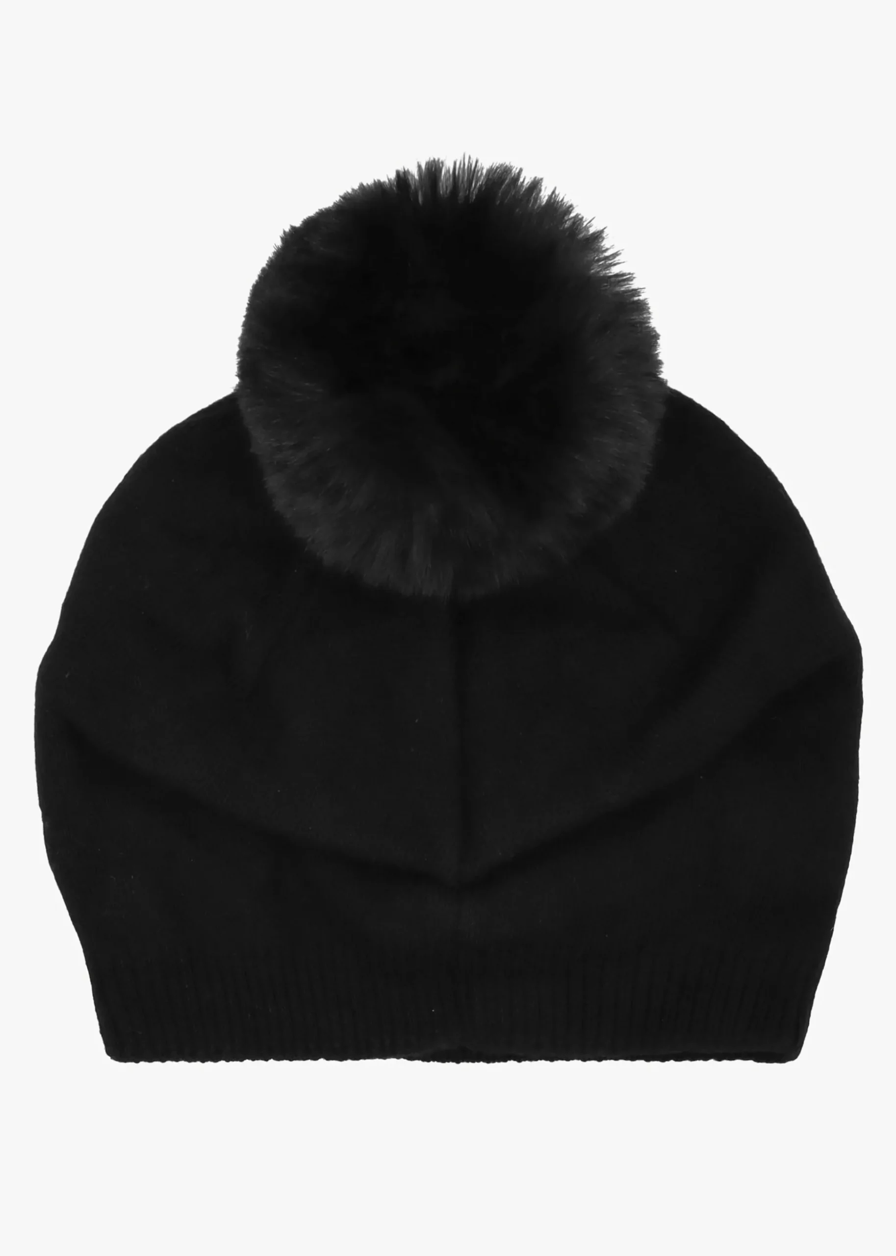 Black Slouchy Knitted Pom Pom Hat