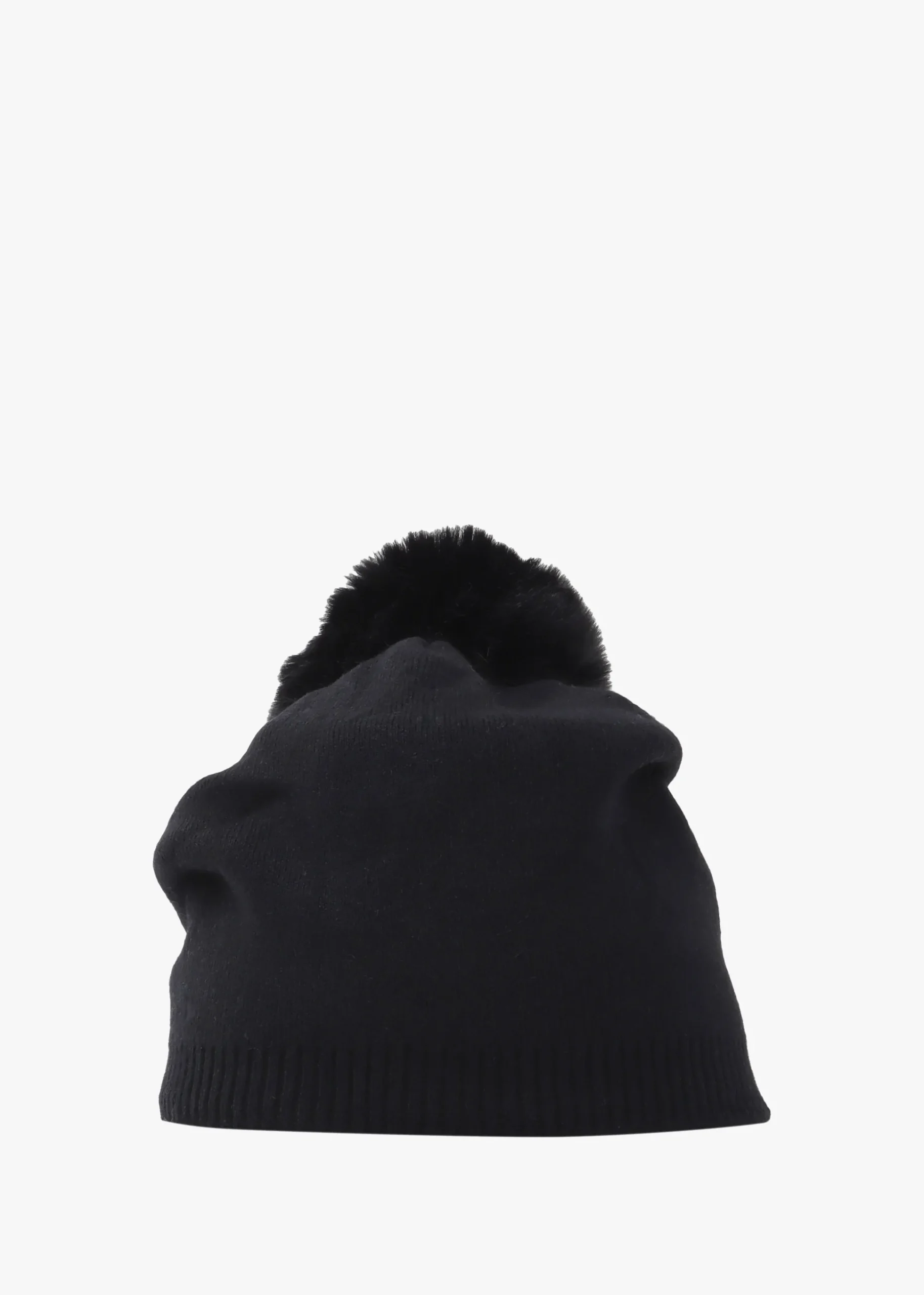 Black Slouchy Knitted Pom Pom Hat