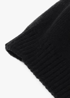 Black Slouchy Knitted Pom Pom Hat