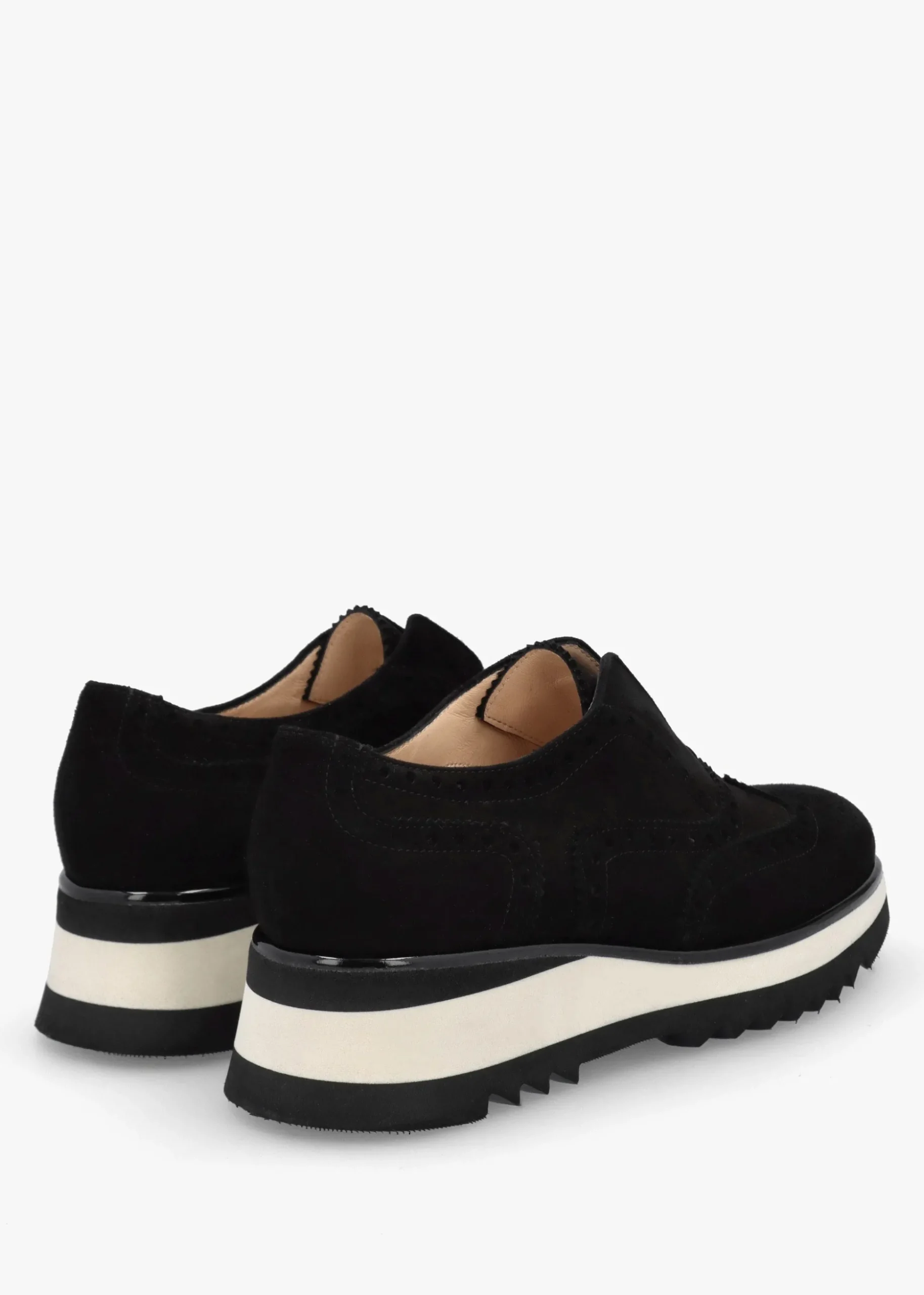 Black Suede Slip On Slab Sole Brogues