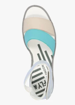 Bono Cloud Turquoise Silver Tumbled Leather Low Wedge Sandals