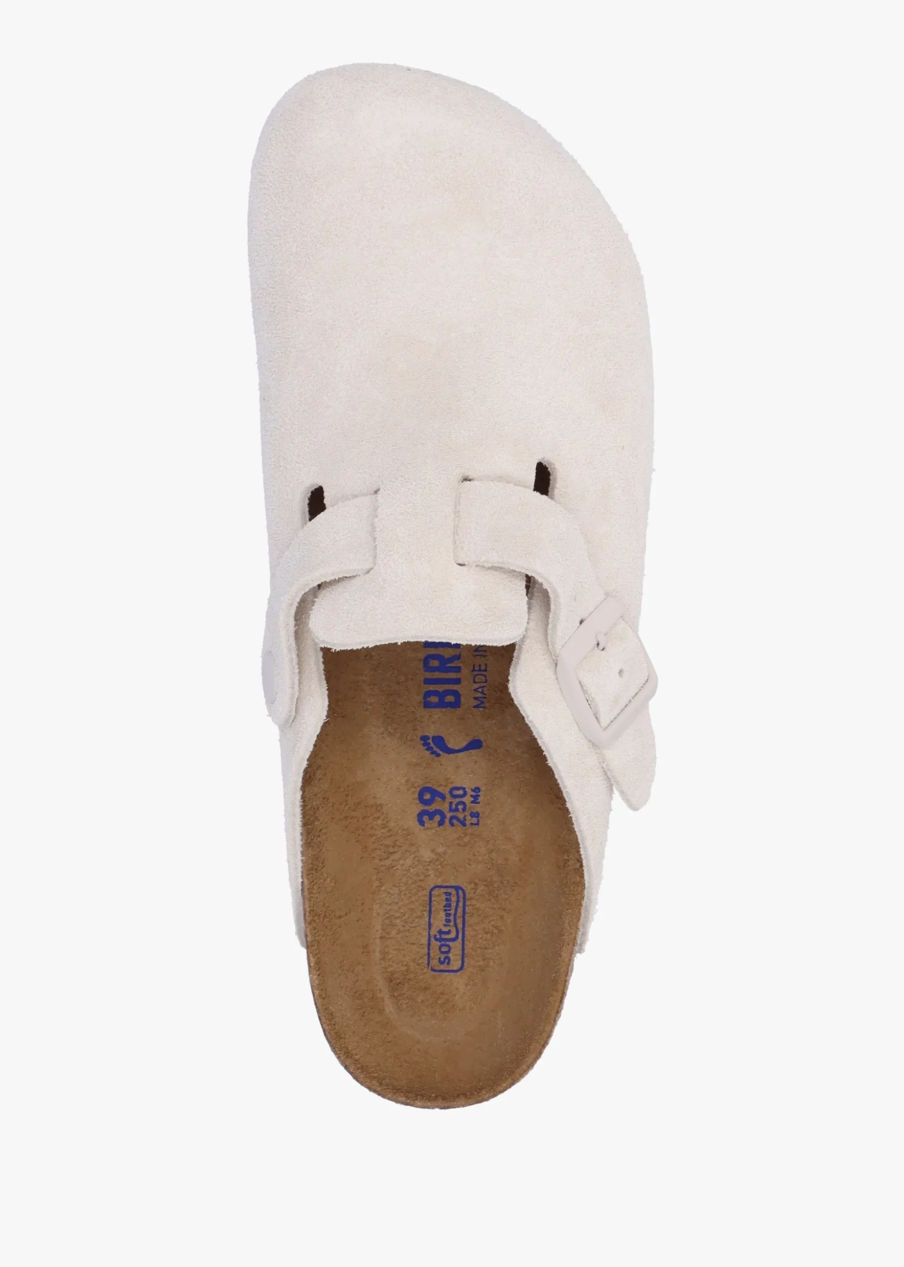 Boston Antique White Suede Leather Clogs