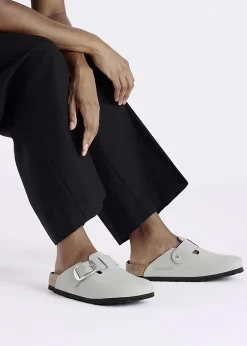 Boston Big Buckle Pure Sage Nubuck Leather Clogs