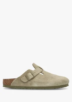 Boston Faded Khaki Suede Clogs