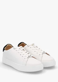 Brandie White Leather Black Ankle Tab Trainers