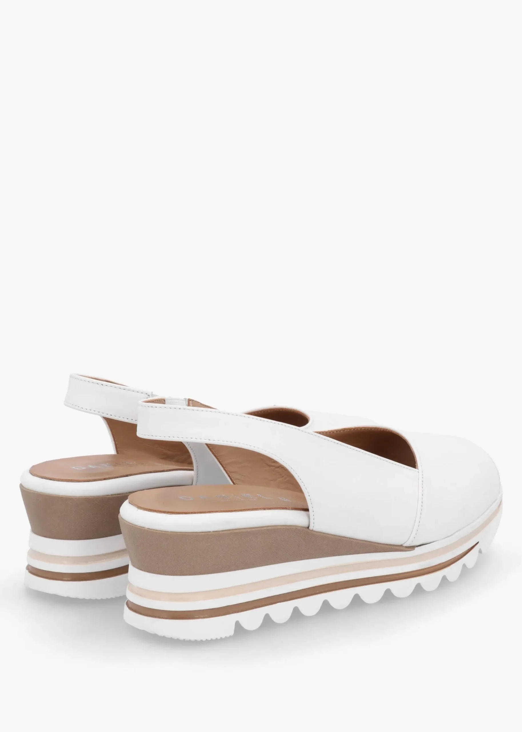 Canna White Leather Peep Toe Wedge Sandals