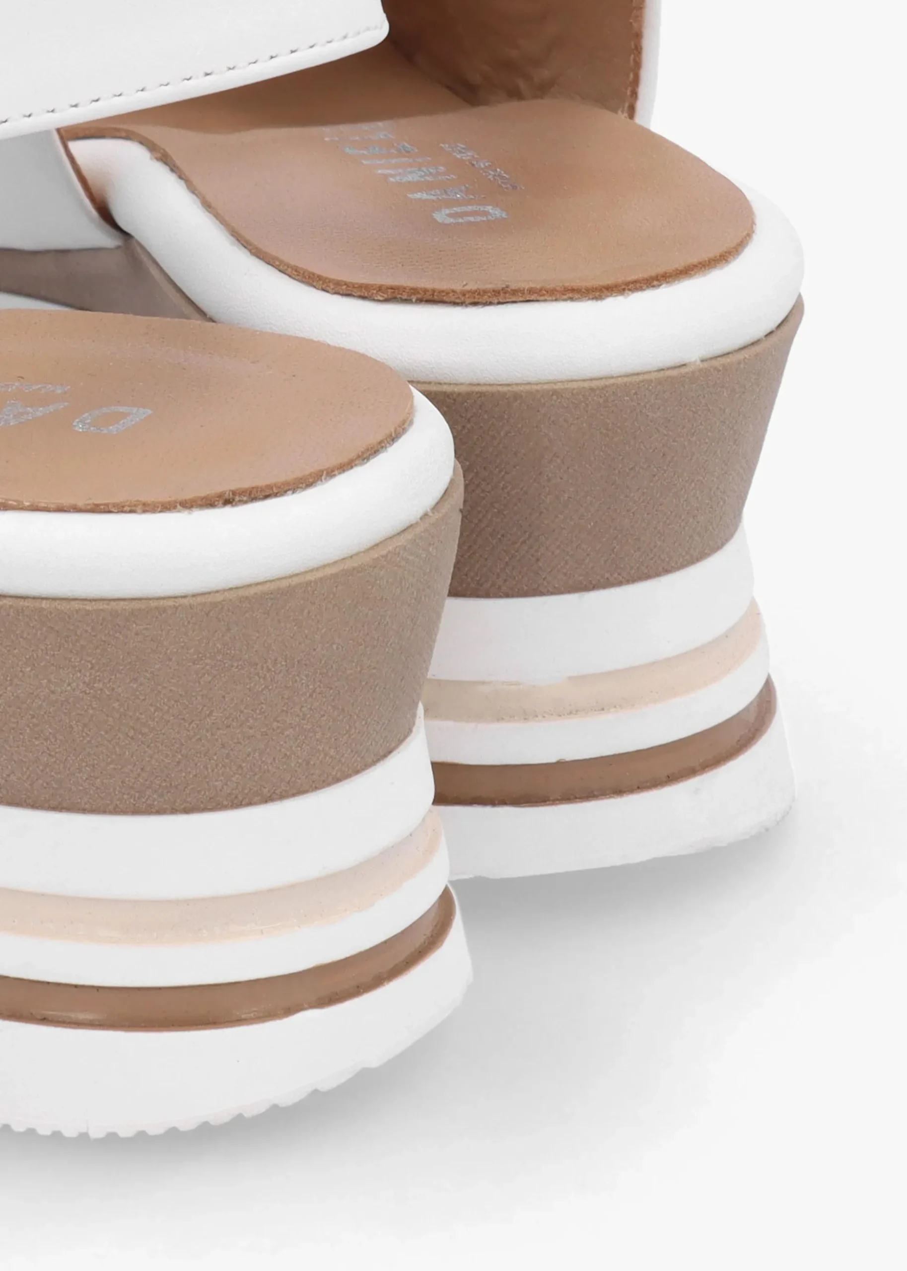 Canna White Leather Peep Toe Wedge Sandals