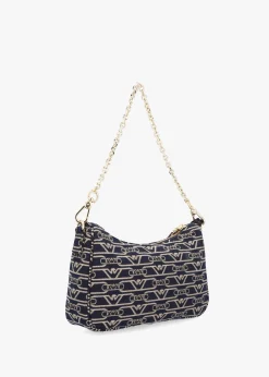 Canvas Jacquard Denim Baguette Bag