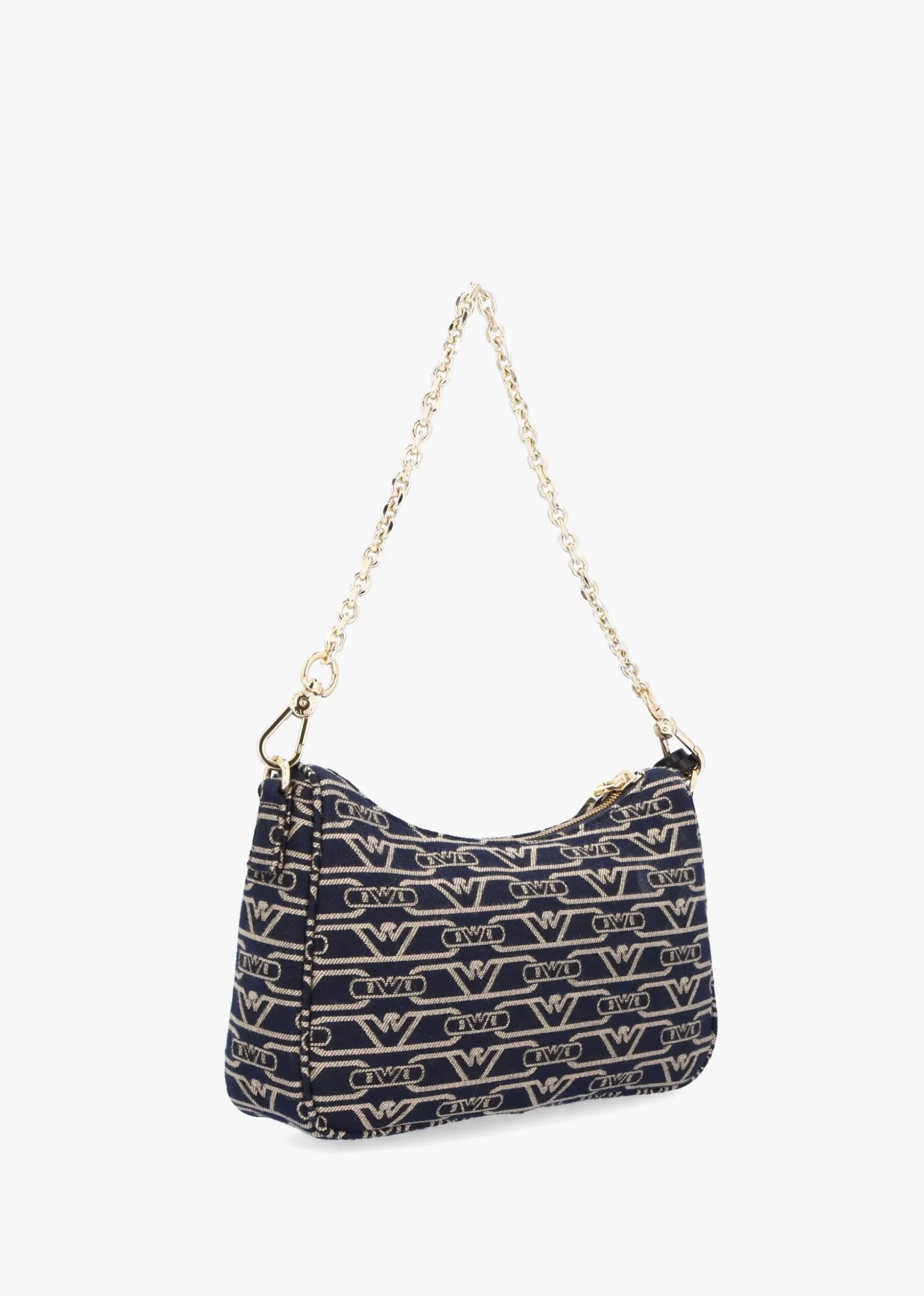 Canvas Jacquard Denim Baguette Bag