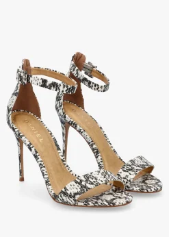 Carely Beige Reptile Leather Stiletto Heel Sandals