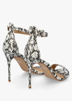 Carely Beige Reptile Leather Stiletto Heel Sandals