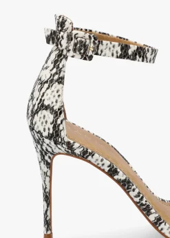 Carely Beige Reptile Leather Stiletto Heel Sandals