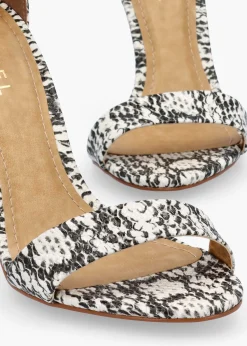 Carely Beige Reptile Leather Stiletto Heel Sandals