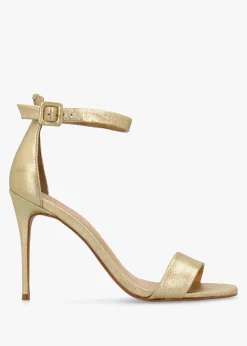 Carely Gold Leather Stiletto Heel Sandals