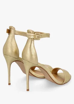 Carely Gold Leather Stiletto Heel Sandals