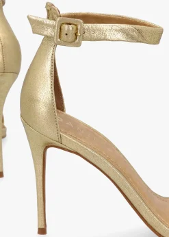 Carely Gold Leather Stiletto Heel Sandals