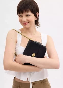 Cassie 19 Black Leather Cross-Body Bag
