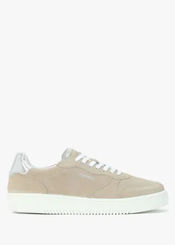 Celeste Beige & Silver Leather Trainers