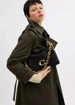 Chain Tabby Black Leather Shoulder Bag