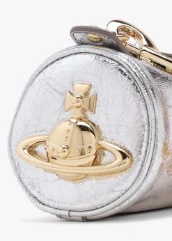 Cindy Cylinder Silver Metallic Crinkle Shoulder Bag