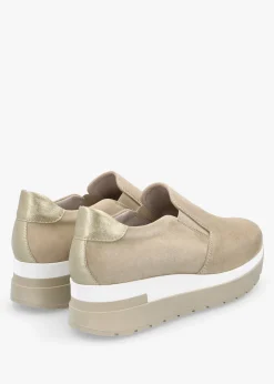 Commy Beige Suede Flatform Wedge Shoes