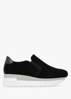 Commy Black Suede Flatform Wedge Shoes