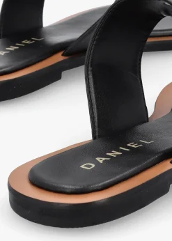 Costly Black Leather Toe Post Sandals