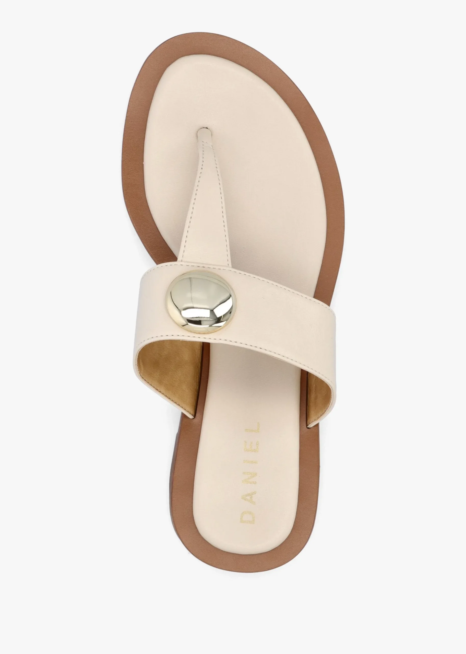 Costly Cream Leather Toe Post Sandals