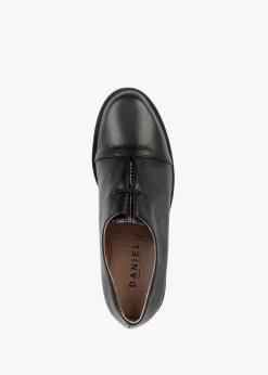 Crystie Black Leather Embellished Oxford Shoes