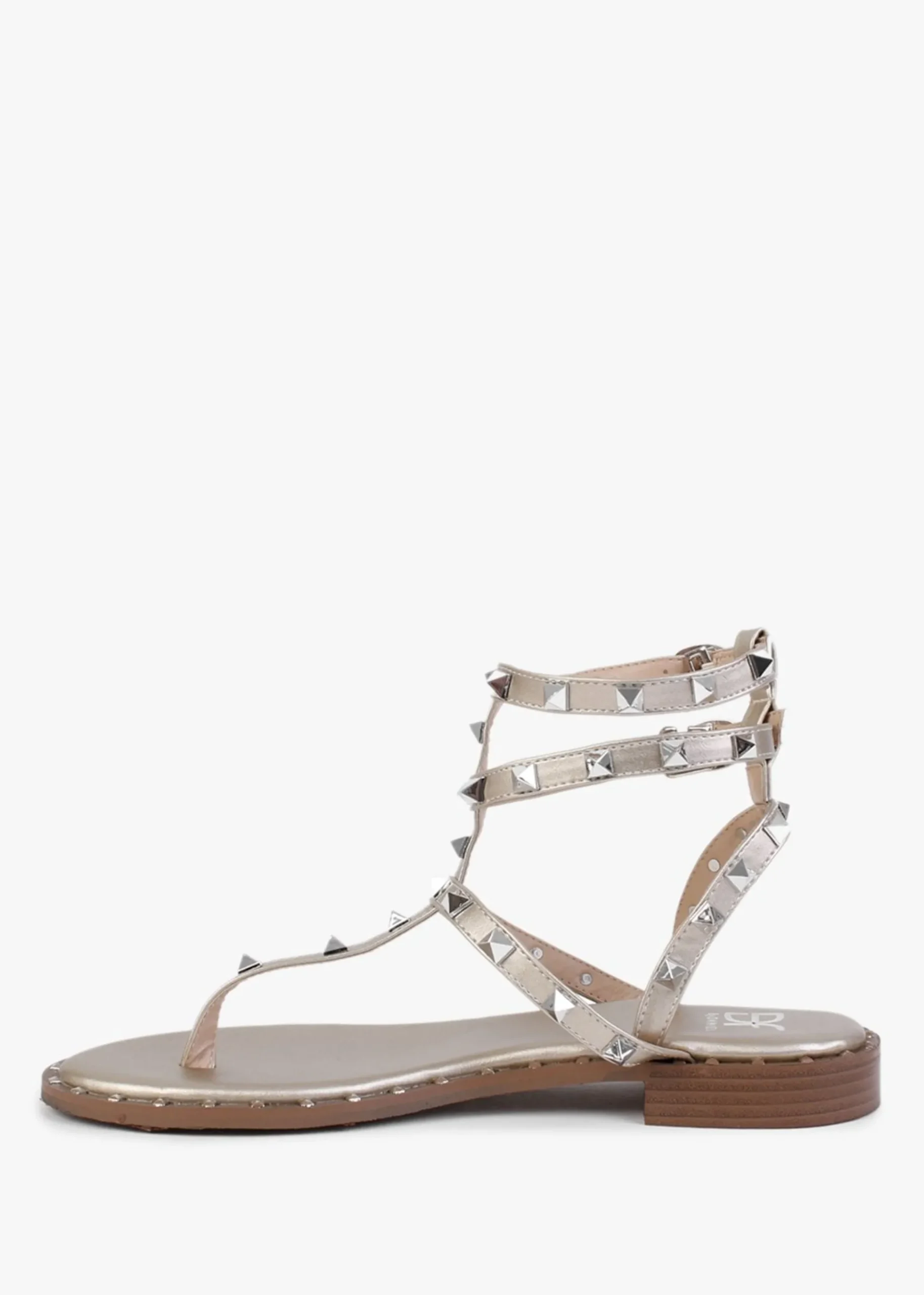 Cube Gold Square Studded Gladiator Sandals