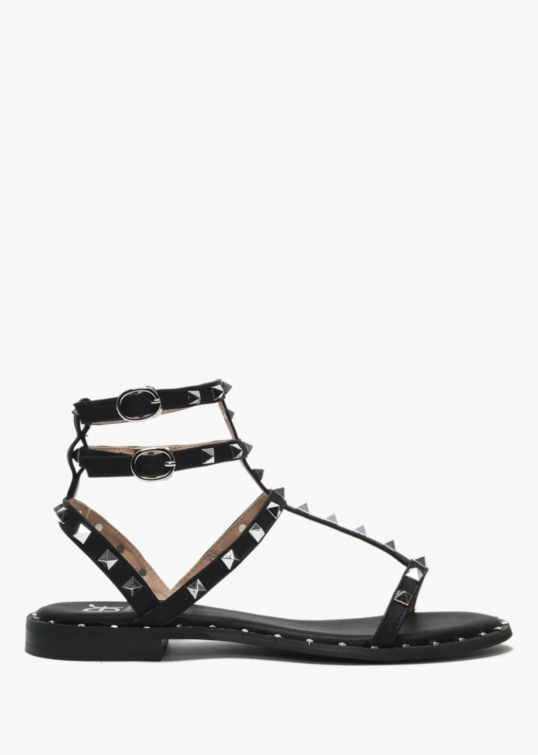 Cuboid Black Studded Gladiator Sandals
