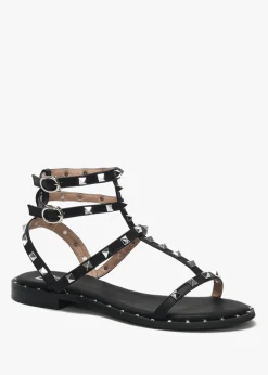Cuboid Black Studded Gladiator Sandals