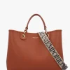 Cuoio Rosso Pebbled Shopper With Pouch