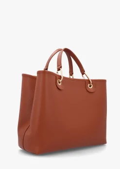 Cuoio Rosso Pebbled Shopper With Pouch