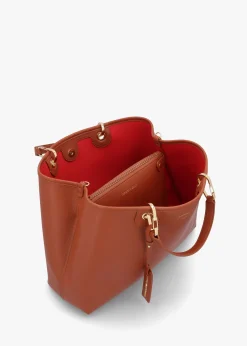 Cuoio Rosso Pebbled Shopper With Pouch