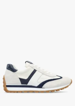 Dani Snow White & Navy Leather & Suede Trainers