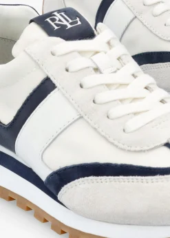 Dani Snow White & Navy Leather & Suede Trainers