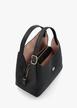 Deco Black Leather Cross-Body Tote Bag