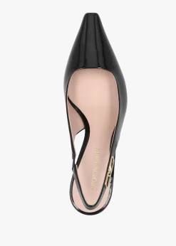 Decollete Black Patent Leather Sling Back Heels