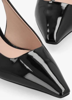 Decollete Black Patent Leather Sling Back Heels