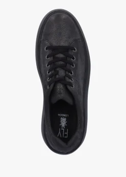 Delf II Black Leather Wedge Trainers