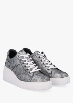Delf II Silver Leather Wedge Trainers