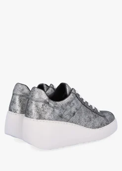 Delf II Silver Leather Wedge Trainers
