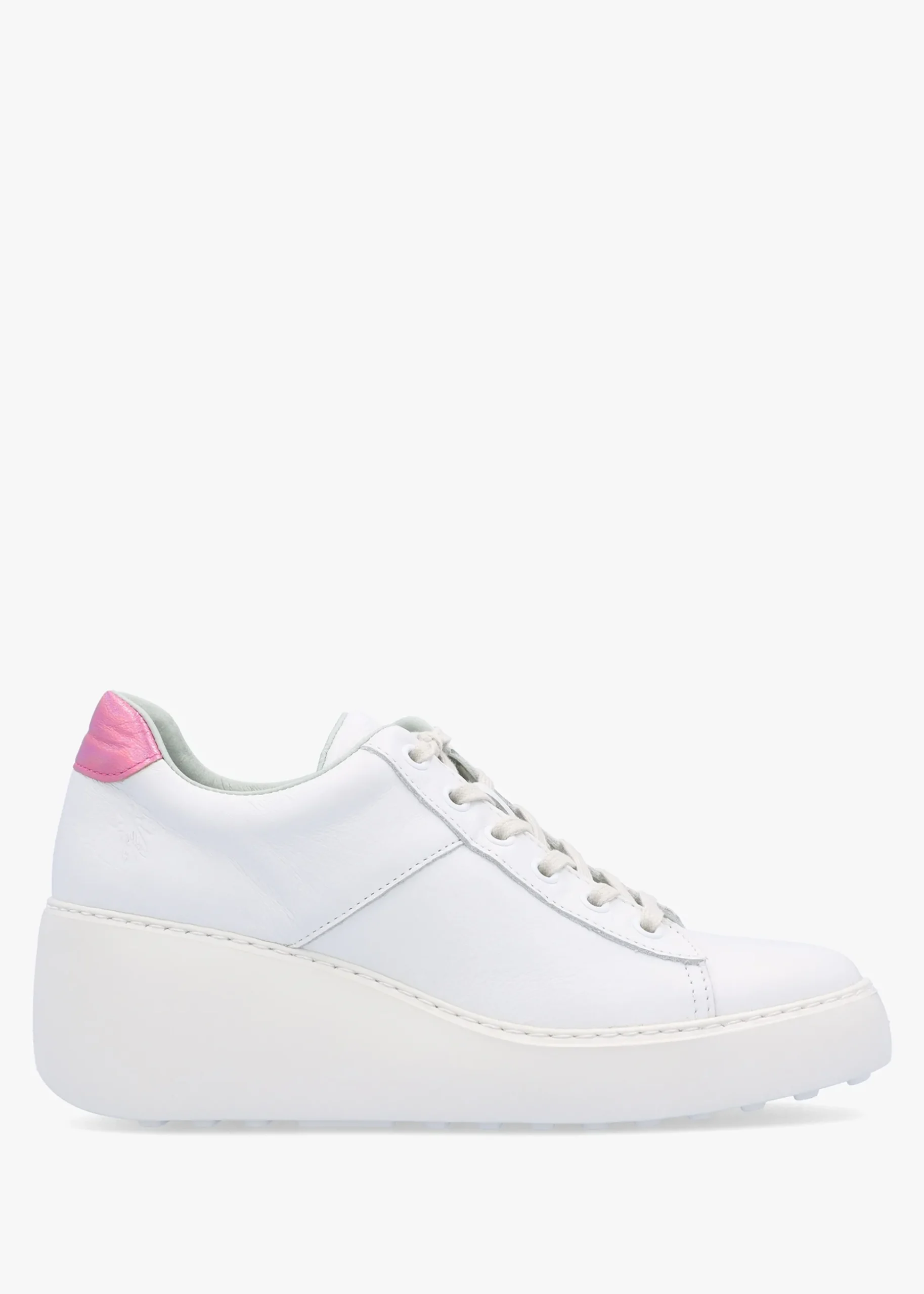 Delf White Pink Leather Wedge Trainers